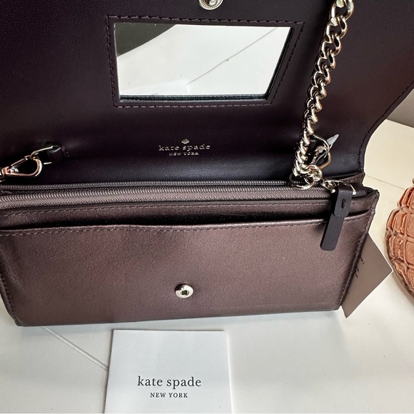 Kate Spade Brown Quilted Chain Wallet - Picture 2 of 4